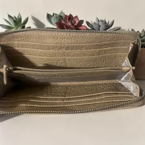 Michael Kors Wallet Womens OS Tan Croc Embossed Leather Zip Around Jet‎ Set thumbnail 5