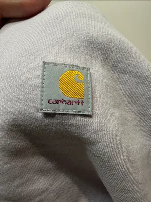 Carhartt Women's Relaxed Fit Crewneck Sweatshirt Logo Chest Pale Purple SZ S thumbnail 5