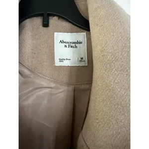 Abercrombie & Fitch Wool blend oversized boxy light brown tan coat sz Medium thumbnail 4