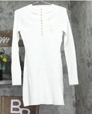 Universal Thread Womens Long Sleeve Mini Sweater A-Line Dress Cream Off White S thumbnail 1