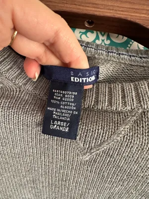 Men’s Basic Edition Crewneck knit grey sweater large thumbnail 3