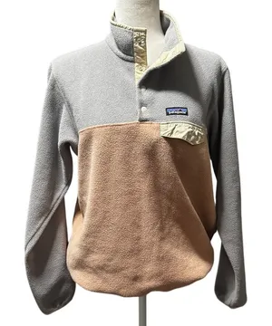 Patagonia Women's Lightweight Synchilla Snap-T Pullover Colorblock Rosewater and Gray (M) thumbnail 1