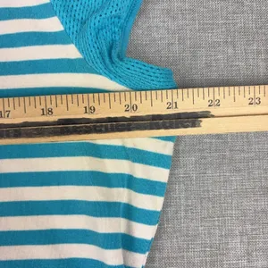 Lauren Ralph Lauren T-Shirt Womens Medium Blue Striped Mesh Active Athletic Top thumbnail 6