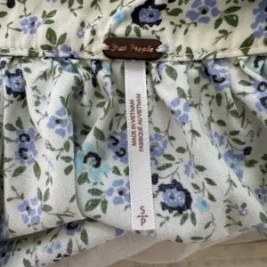 Free People Petunia Mini Dress Small Blue Floral Smocked Boho Cottagecore‎ thumbnail 12