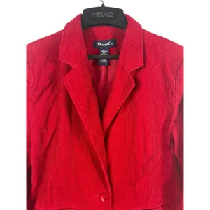 VTG Y2K Denim & Co Red Corduroy Button Front Blazer Jacket M thumbnail 2
