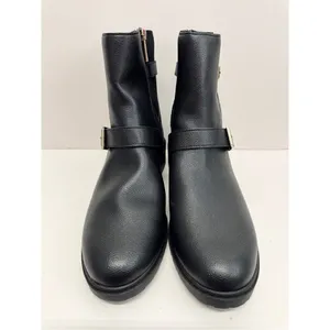 Anne Klein Boots Size 10.5 Black Block Heel Almond Toe Buckle‎ Detail NEW thumbnail 3