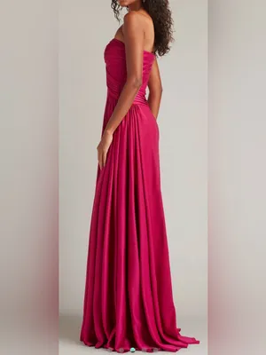 NEW Tadashi Shoji Cassera Strapless New Fuchsia Pink Draped Strapless Gown Sz 2 thumbnail 3