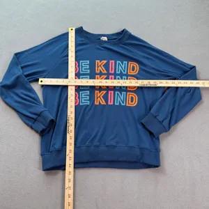 Be Kind Sweatshirt Womens M Blue Crew Neck Long Sleeve Pullover Pride Rights Lgb thumbnail 2