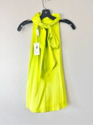 Ramy Brook Bright Green Lori Silk Halter Top Blouse Size XS thumbnail 3