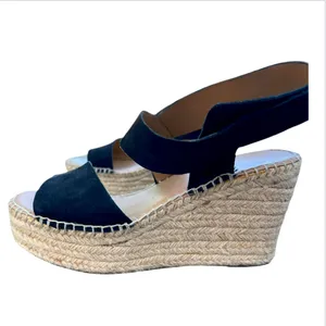 Franco Sarto Tulsa ‎ Black Espadrille Wedge Sandals Women's Size 8.5 M 4" Heel thumbnail 2