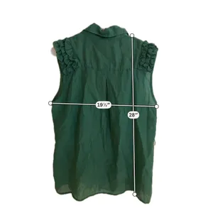Lapis Women‎ XL Green Sleeveless Ruffle Shoulder Button Down Blouse Top thumbnail 5