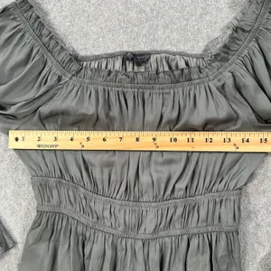 Grade & Gather Peasant Blouse Women's Small Green Long Sleeve Pleated Laganlook thumbnail 6