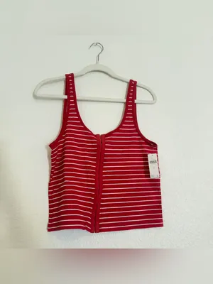 Pilcro Anthropologie Scoop Neck Striped Button Front Tank thumbnail 4