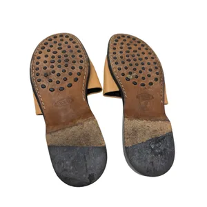 Tod's Leather Toe Ring Flat Slide Sandals Tan Black Made in Italy Size 8 thumbnail 12