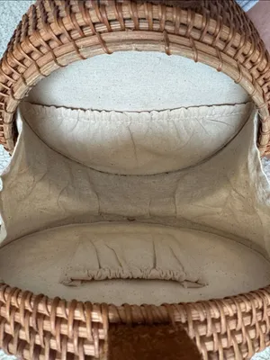 Round Woven Crossbody Bag in Brown thumbnail 4