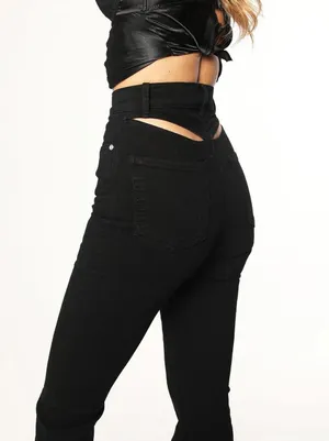revice denim avalon jet black flare jeans 25W thumbnail 7