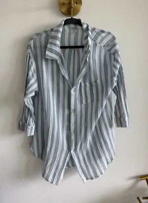 Kona Sol Striped Button Up Shirt Dress thumbnail 1
