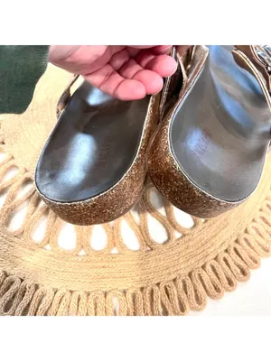 Anacapri Silver Leather Crocodile Slide Metallic Sandals EU 40 thumbnail 7