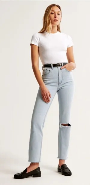 Abercrombie & Fitch Distressed Straight Leg Jeans Sz 27 thumbnail 1