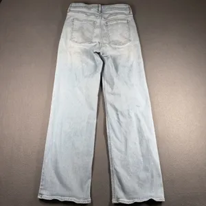 Old Navy Wow Wide Leg Jeans Womens 4 Blue Light Wash High Rise Stretch Denim thumbnail 9