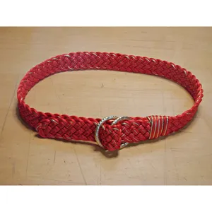 Vintage Red Gold Braided Woven Belt D Ring Gold Tone Buckle Fashion Y2k Boho Adj thumbnail 4