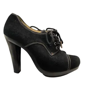 Michael Kors 6M Black Suede Oxford‎ Booties Lace Up Platform Heels Witchy Y2K thumbnail 5