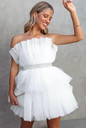 white Rhinestone Tulle Dress thumbnail 4