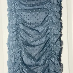 Blāshe Mini Dress blue Puffy Sleeve Ruched Polka Dots XS thumbnail 5