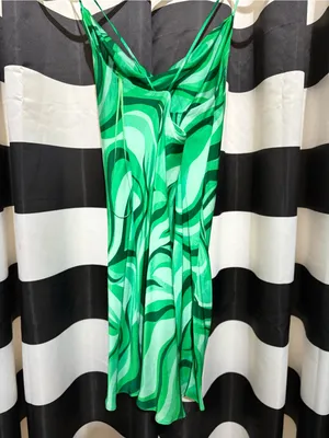 Zara Emerald Swirl Cowl-Front Slip Midi Dress thumbnail 3