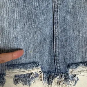 Express Women's Straight Mini Mid Rise Distressed Denim Skirt Blue Size 6 thumbnail 3