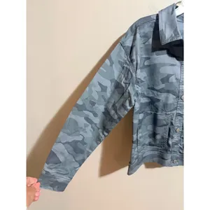 Democracy Camo Utility Jacket Womens Size S Grey Blue NWT Button Front Stretch thumbnail 8