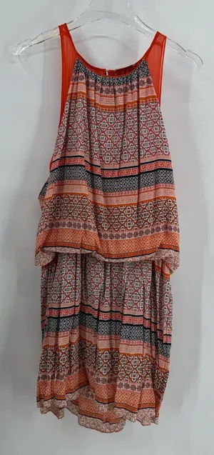 Ramy Brooks‎ orange and blue printed silk dress size medium thumbnail 1