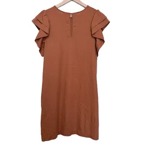 Women’s A New Day rust orange short ruffle sleeve linen blend dress size large thumbnail 5