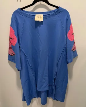 Fantastic Fawn Sequin Cowboy Boot T-Shirt Dress L Blue Pink Fringe Western thumbnail 1