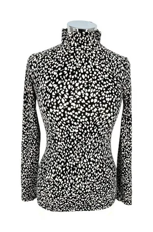 & Other Stories High Neck Speckled Pebble Print Shirt Black White Size Small thumbnail 1