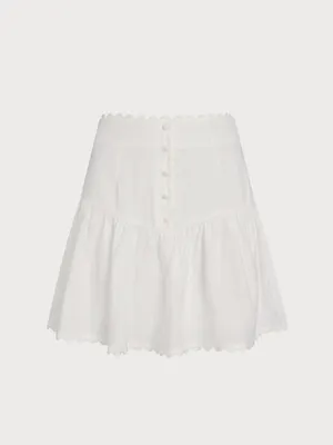 Rihoas White Button Ruched Mini Skirt thumbnail 7