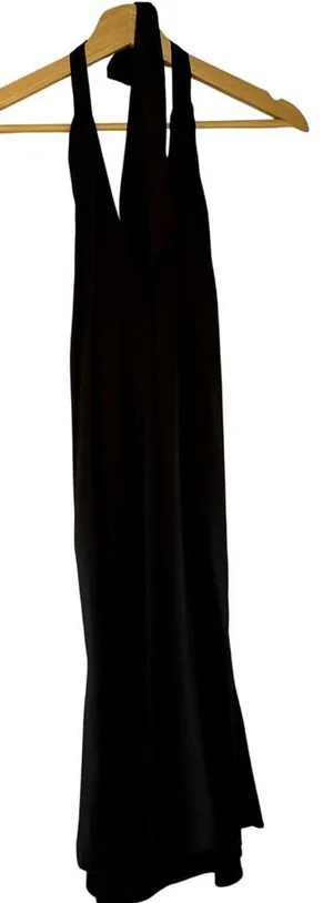 NWT Hello Molly slip dress halter neckline‎ women's size XL satin black mini thumbnail 1