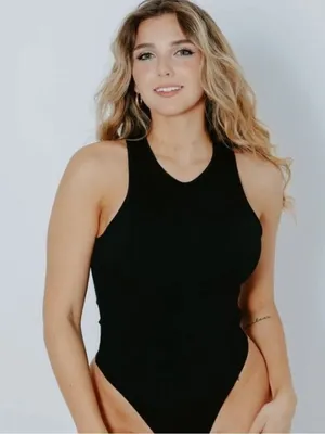 Klassy Network Black‎ Ribbed Sleeveless Bodysuit thumbnail 1