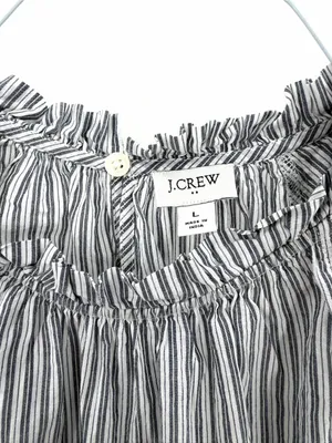 J.CREW Striped Flutter Sleeve Blouse 100% Cotton Blouse Top thumbnail 6