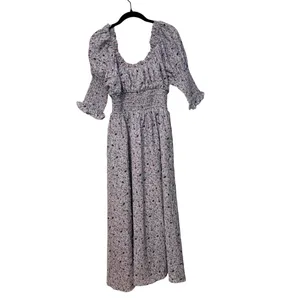 Tuckernuck Hyacinth House Purple Floral Smocked Ruffle Maxi Dress Size XS thumbnail 2