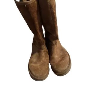 UGG Lace Up Boots Women Size 7 Chestnut Suede Embroidered Mid Calf Bohemian thumbnail 2