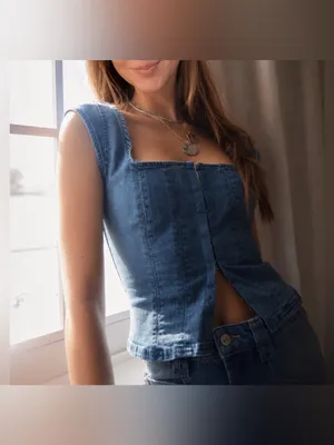 NWT Free People Marilyn Denim Corset - skylight light denim - medium thumbnail 4