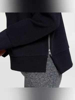 CALIA Elevate Ottoman Side Zip Sweatshirt in Pure Black Heather thumbnail 7