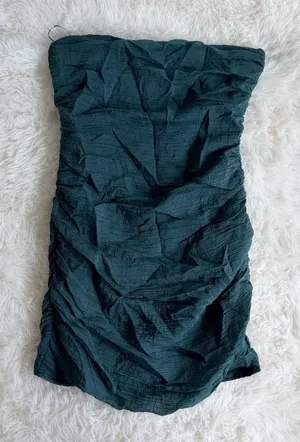 Le Lis Collection Green Ruched Strapless Mini Dress Size M MD6309 thumbnail 1