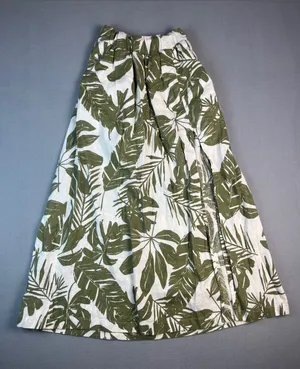 Abercrombie & Fitch Tropical leaf linen maxi skirt with slit Size: XXS thumbnail 1