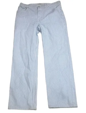 Abercrombie & Fitch 90s Relaxed High Rise Hickory Stripe Jeans Blue White 16LONG thumbnail 1
