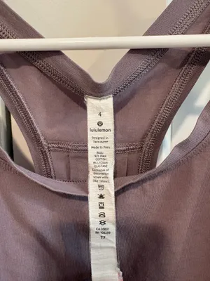 Purple Lululemon Tank Top Size 4 small stain on back thumbnail 2
