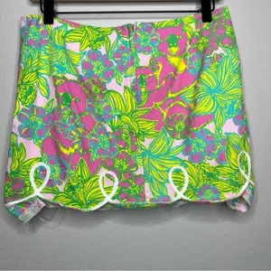 Lilly Pulitzer‎ Women White Tag Skirt 6 Pink Green Koala Floral Scalloped Mini thumbnail 2