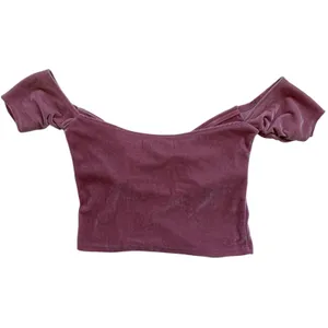 Kimchi Blue UO Esme Pink Velvet Off The Shoulder Knot Front Crop Top Wmns Medium thumbnail 8