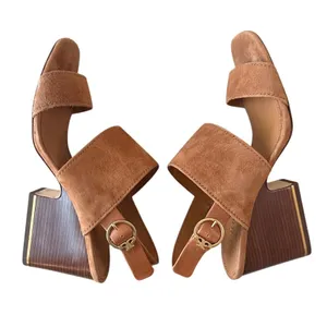 Tory Burch Selby Block Heel Sandals Ambra‎ Suede 75mm Size 8 thumbnail 8
